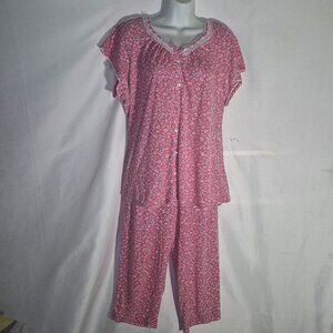 Secret Treasures Pajama set Pink and white w/ lace in size XL